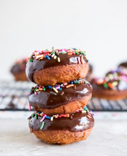 Chocolate Frosted Cake Donuts I howsweeteats.com