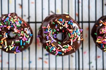 Chocolate Frosted Cake Donuts I howsweeteats.com