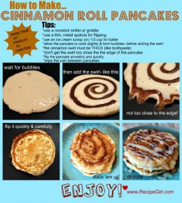 Cinnamon Roll Pancakes #recipe - RecipeGirl.com