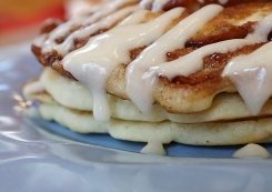 Cinnamon Roll Pancakes #recipe - RecipeGirl.com