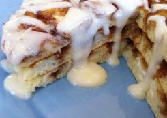 Cinnamon Roll Pancakes #recipe - RecipeGirl.com