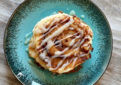 Cinnamon Roll Pancakes #recipe - RecipeGirl.com