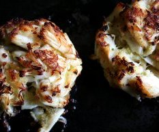 just-broiled crab cakes
