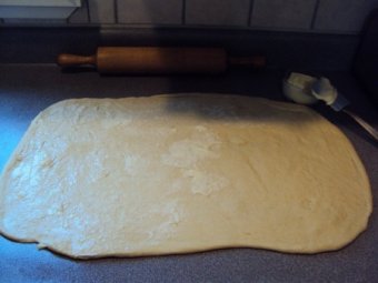 rolling dough for homemade cinnamon buns